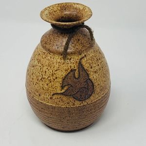 Vintage Pottery Vase Jug Dove Carved on Front signed S.B.  Height 6.5 "